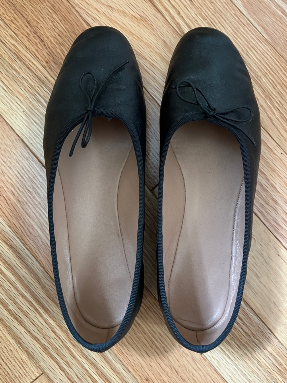 Mansur Gavriel Dream Ballet Flats in Black Leather with Bow